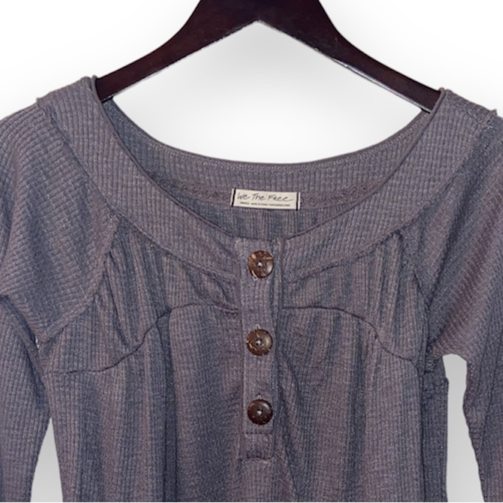 FREE PEOPLE We The Free Must Have Gray Henley Tunic - Picture 8 of 14